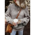 thumbnail image 3 of Eytino Womens Sweaters Pullover Sweaters for Women Striped Sweater Boat Neck Batwing Sleeve Oversized Sweater Fall Tops, 3 of 9