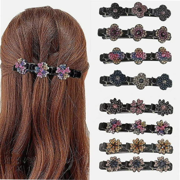 Braided hair clips for women, 8PCS Rhinestone Braided Hair Clips, Multilayer Hair Clips For Women and Girls