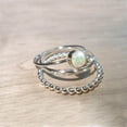 thumbnail image 4 of MANHUJI Gold Plated Rings Sterling Silver Opal Ring Stacking Ring Set 3Pcs Silver Minimalist Geometric Ring Engagement Ring Gold Plated Rings for Women Gold Plated Rings(Silver,10), 4 of 5