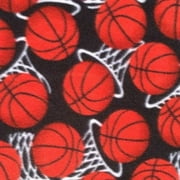 Basketballs and Hoops Anti-Pill Polar Fleece - Plush Fabric Polyester 13 Oz 58-60