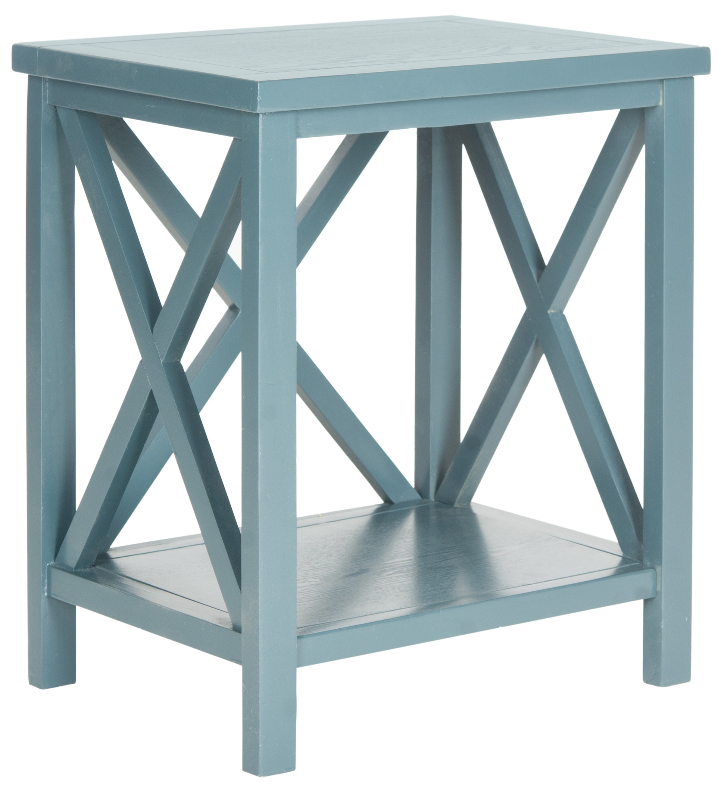 SAFAVIEH Candence Nautical Cross Back End Table, Slate Teal