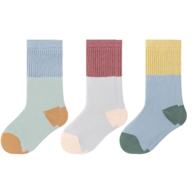 3 Pair Baby Newborns Socks Four Season Socks Calf Length Girls Middle Tube Socks Loose Mouth Children Long Tube Socks Pink M
