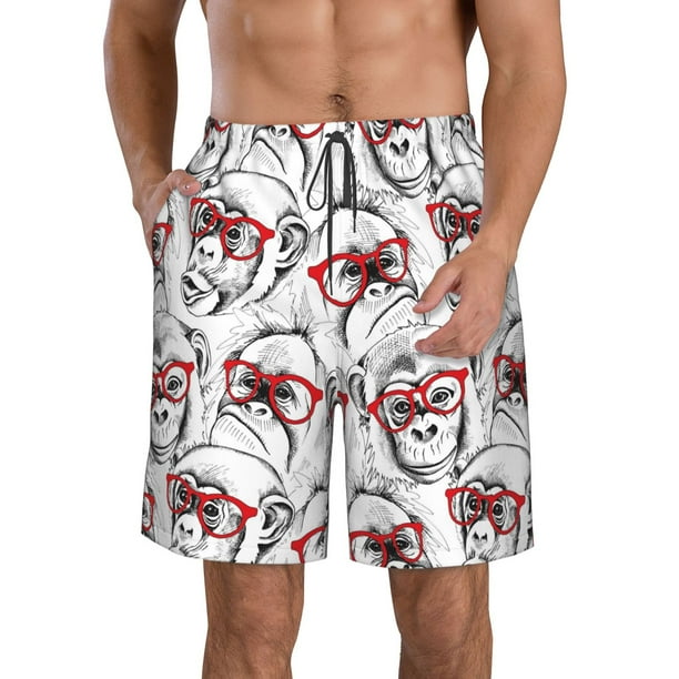 Balery Monkey Traje de Baño Estilo Hawaiano para Hombre, Shorts de Secado Rápido con Bolsillos-Medium