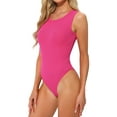 thumbnail image 4 of INSPIRE CHIC Women's Unitards Sleeveless Bodysuits Sparkly Crew Neck Slimming Thong Tops L Hot Pink, 4 of 6