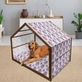 thumbnail image 2 of Hamsa Pet House, Doodle Ombre Leaves and Circles with Motif of Importance from East, Outdoor & Indoor Portable Dog Kennel with Pillow and Cover, 5 Sizes, Hot Pink and Lavender, by Ambesonne, 2 of 4