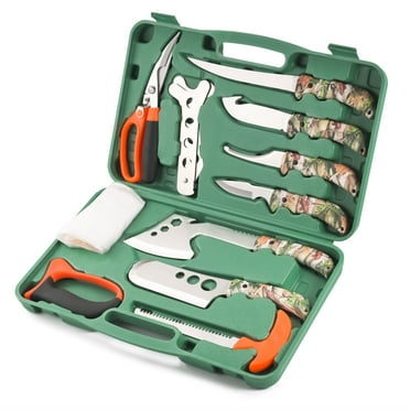 KNINE OUTDOORS Hunting Deer Knife Set Field Dressing Kit Forest Portable Butcher Game Processor Set, 12 Pieces