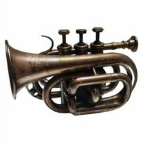 MM Vintage Bronze Antique Brass Trumpet Pocket Bugle Horn 3 Valve Mouthpiece Best for Gift and home decoration for musical theme