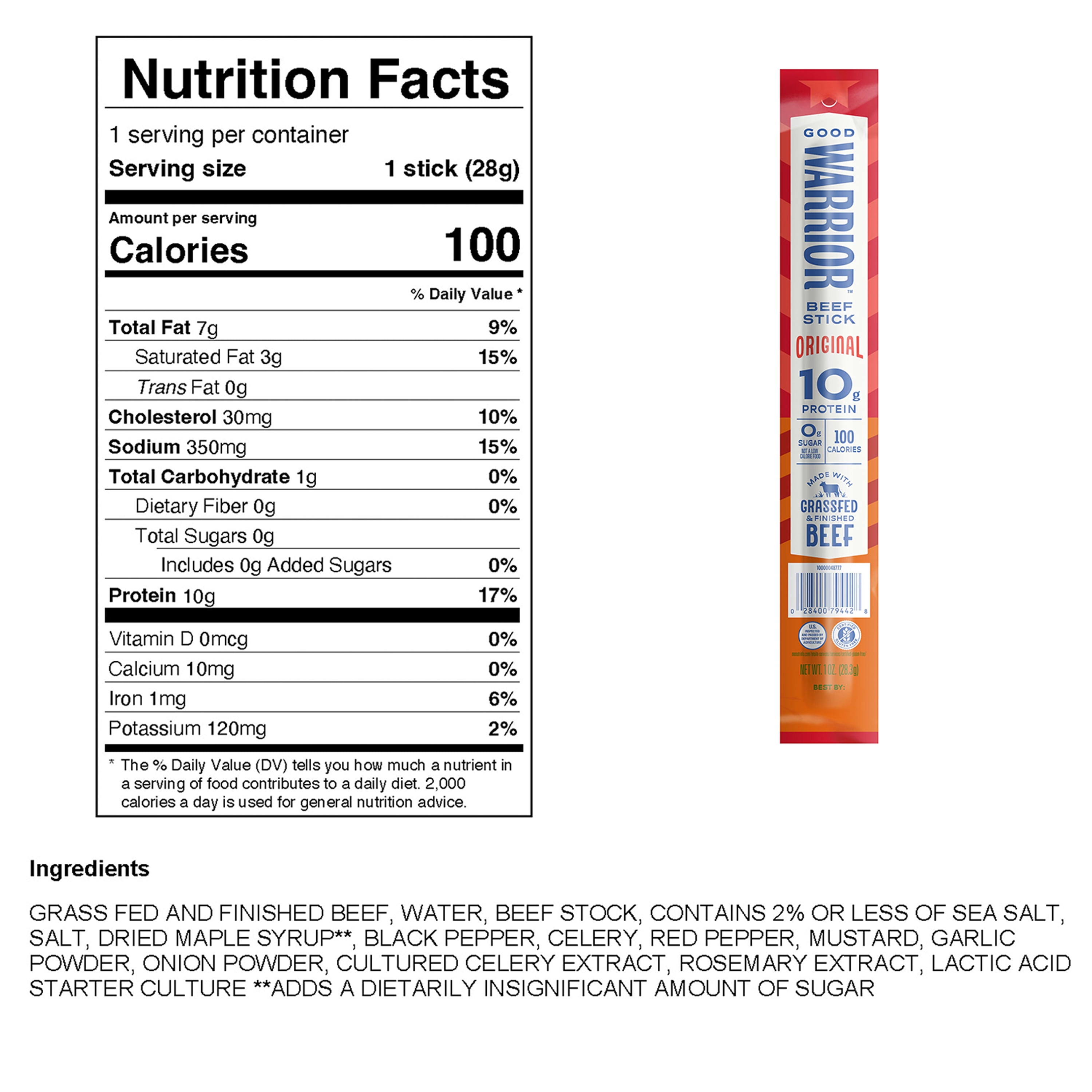 Good Warrior Original Beef Stick, 1 oz