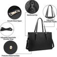 thumbnail image 4 of Laptop Bags For Women 15.6 Inch Large Leather Tote Bag Ladies Laptop Handbag Computer School Shoulder Bag Business Work Bag Black Zekai, 4 of 5
