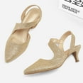 thumbnail image 3 of Bocca Women's Heel Pumps Gold 2 inch Slingback Dress Shoes 9.5M, 3 of 5