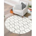 thumbnail image 7 of Unique Loom Matrix Trellis Collection Area Rug - Geometric (5' Round White/Gray), 7 of 7