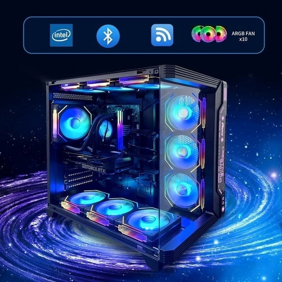 Gaming Desktop PC - Intel Core i7-11700F up to 4.9GHz, RTX 2070 Graphics, 32GB RAM, 1TB SSD, USB WiFi 6, Bluetooth 5.4, ARGB Fans, 650W PSU, Windows 11, Keyboard & Mouse