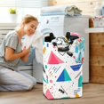 thumbnail image 5 of Yayeee Freestanding Laundry Hamper with Handle Collapsible Large Storage Basket for Clothes, Green Retro Triangles, 5 of 7