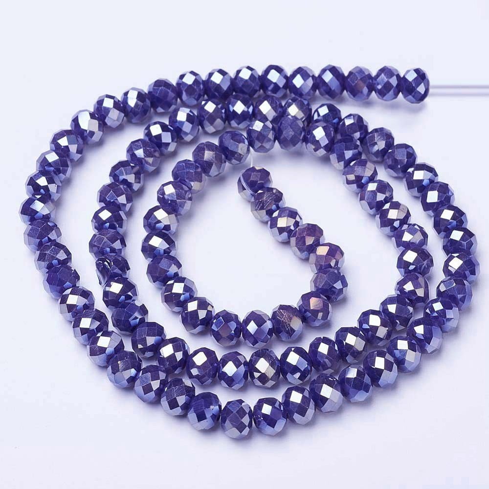 Electroplate Glass Beads Strands Opaque Solid color AB color Plated Faceted Rondelle Mauve 10x8mm Hole: 1mm 60~61pcs/strand 46~48cm
