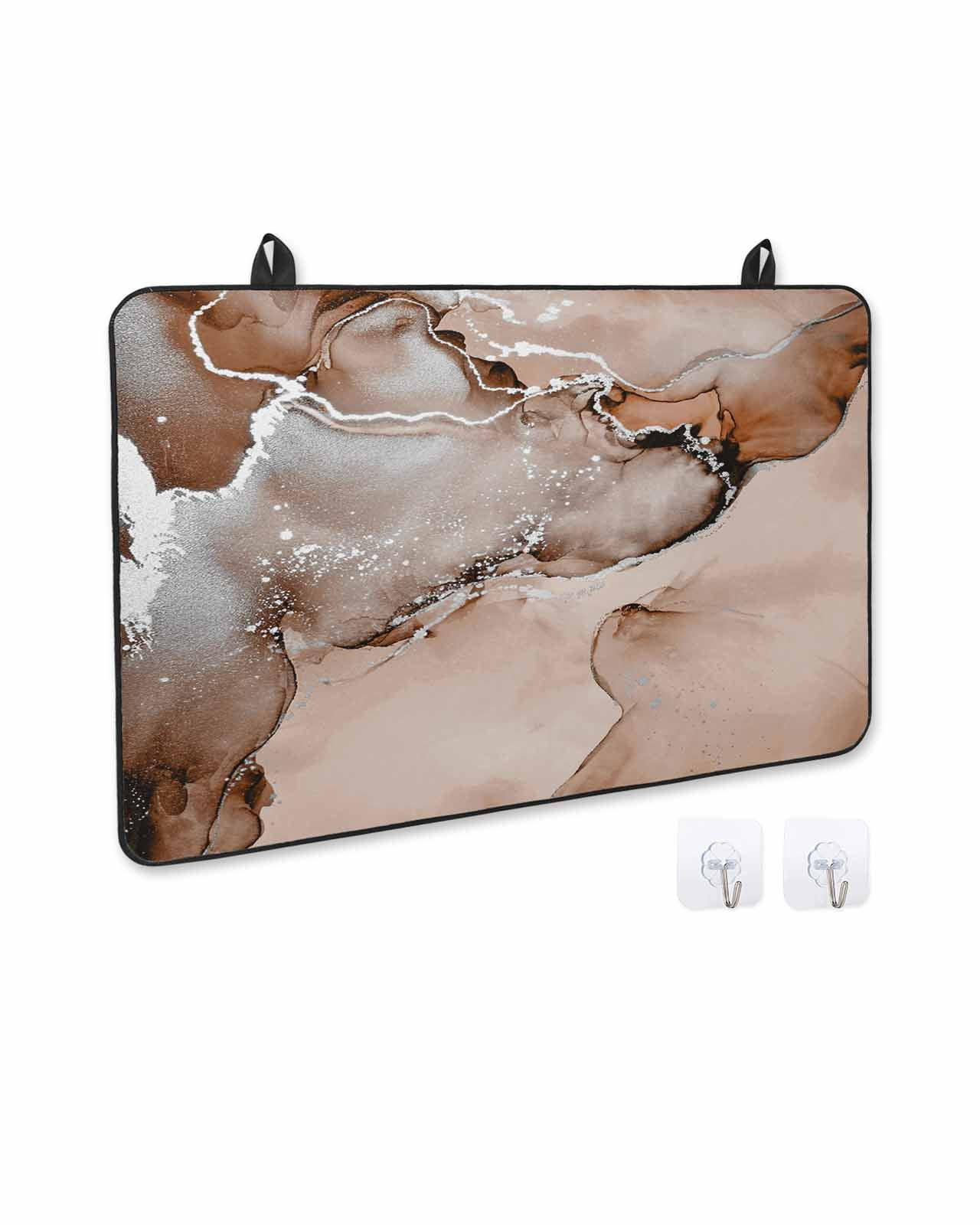 nqOlkjepod Large Induction Cooktop Protector Mat 31"x24", Marble Brown Stove Top Covers for Electric Stove, Modern Abstract Ink Painting Luxury Stove Burner Cover Mats, Glass Top Stove Cover