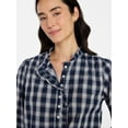 thumbnail image 5 of Time and Tru Women's Ruffle Neck Button Front Cotton Shirt with Long Sleeves, Sizes XS-XXXL, 5 of 5