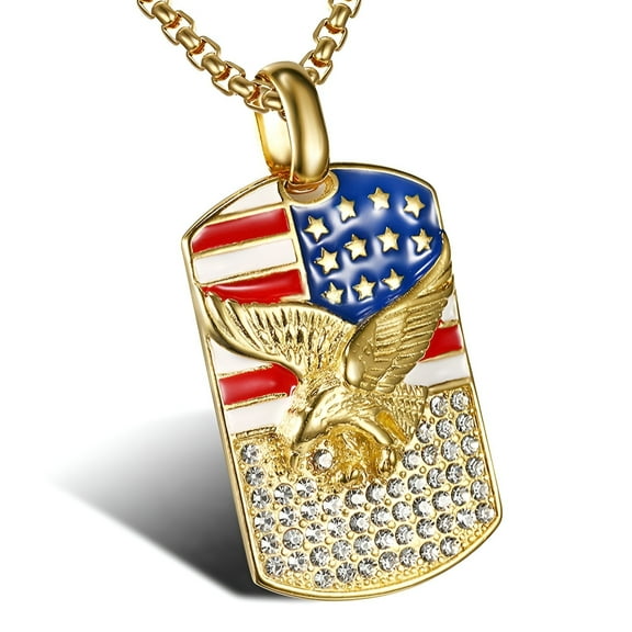 Classic Punk Style Motorcyclist Accessories Animal Eagle Wing 14K Yellow Gold Pendant Necklace Men's Jewelry