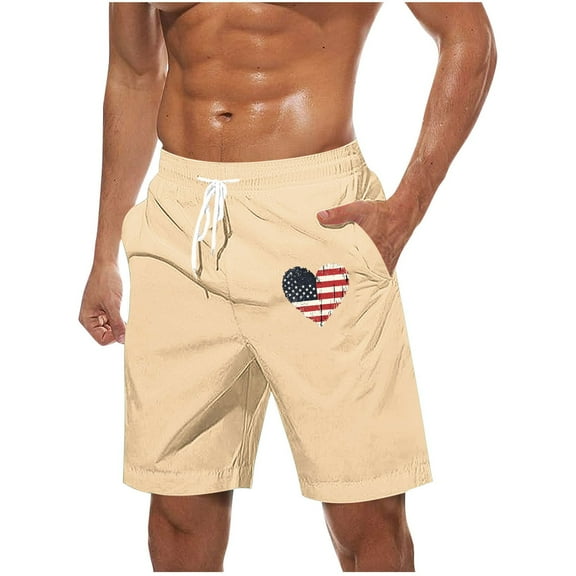 Men's Plus Size Bermuda Shorts Independence Day Printed Summer Holiday Beach Casual Sport Sweatpant Fishing Short Pant