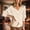 Beige, variant on Womens V Neck Cropped Wrap Sweaters Cross Lantern Long Sleeve Pullover Drop Shoulder Ribbed Knit Fall Tops