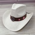 thumbnail image 3 of Biezeib Women’s Cowgirl Hat Breathable Wide Brim Flower Embroidery Sun Protection Straw Hat Sun Hat for Spring Summer, 3 of 6