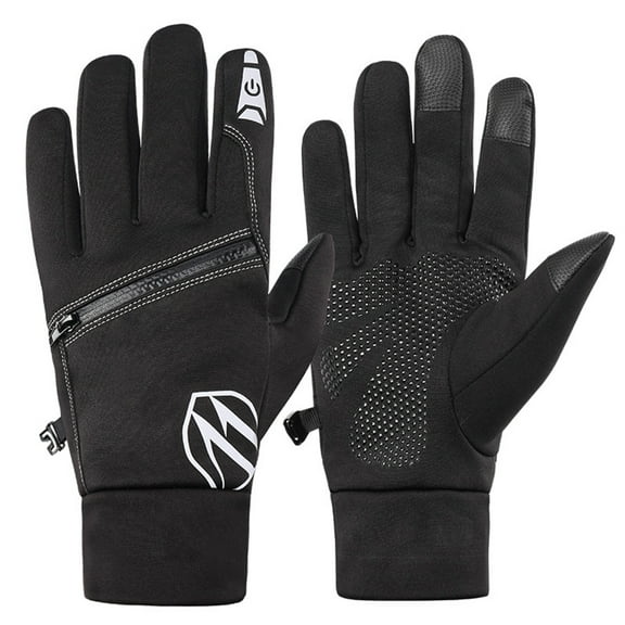 OFFIGAM 1 Pair Black Winter Gloves Windproof with Touchscreen , Silicone Palm Anti- , Zipper Pocket for Outdoor