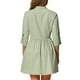 thumbnail image 3 of Vestido de camisa para mujer Inspire Chic, con mangas 3/4, botones, mini vestido, talla M, verde claro, 3 of 5