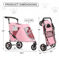 thumbnail image 3 of MoNiBloom Pink Dog Stroller for Large Dogs, 3 Wheels Foldable Cat Stroller for 2 Cats, Adjustable Handle 2-Way Access Pet Stroller for Medium Dogs Pets (Pink), 3 of 12