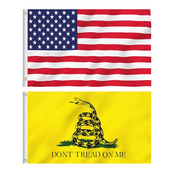 Drapeau Américain Usa et Gadsden Ne Marche Pas sur Moi Drapeau 2 Drapeaux en Polyester 3 X 5 Pieds Couleurs Vives et Résistance à la Décoloration Uv Double Couture et Drapeaux avec Illets en Laiton