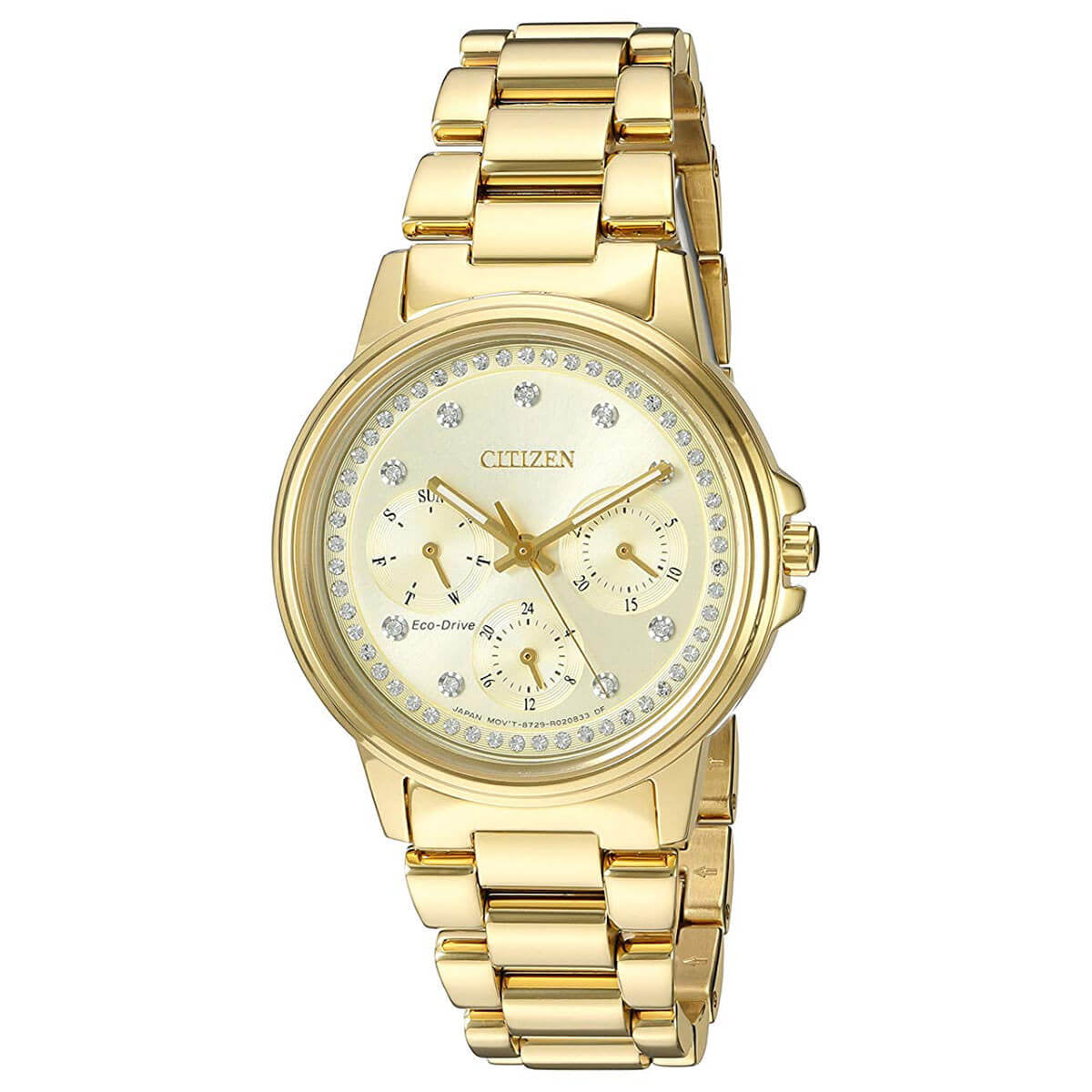 CITIZEN Women's Eco-Drive Silhouette Crystal Gold-Tone Watch, FD2042 ...