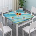thumbnail image 3 of Blue and Gold Marble Shimmer Streaks Pattern Square Fitted Tablecloth with Elastic Edge,Square Table Cover,Washable Elastic Table Cover for Home Kitchen Party Decor 36"x36", 3 of 6