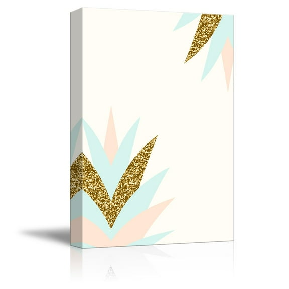 wall26 - Canvas Wall Art - Pastel and Gold Glitter Geometric Canvas Art - Giclee Print Gallery Wrap Modern Home Art Ready to Hang - 32x48 inches