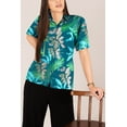 thumbnail image 4 of LA LEELA Women's Funky Button Down Short Sleeve Blouse Top Dress Shirt Beach Hawaiian Floral Shirts for Women XL Palm Tree, Blue, 4 of 5