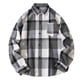 thumbnail image 2 of Blusa y camisa de manga larga con cuello vuelto para hombre, blusa informal a cuadros a la moda con botones y cuello vuelto, blusa de poliéster para hombre, 2 of 9