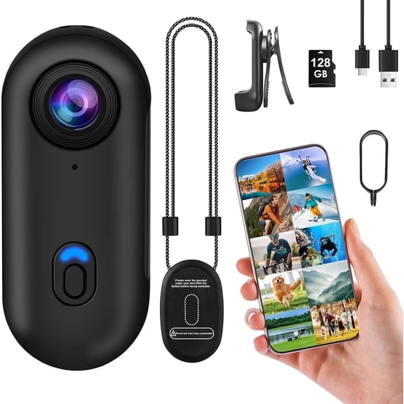 B-Qtech Mini Action Camera 1080P Underwater, 128GB Helmet Camera for Motorcycle Bike, WiFi Body Cam with Magnetic Mount for Vlog Sports (Black)