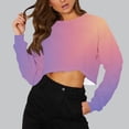 thumbnail image 2 of Feancey Women's Fall Cropped Tops Oversized Crop Crewneck Sweatshirt Women Gradient Color Drop Shoulder Long Sleeve Pullover Fall Fashion Clothes Holiday Gifts Watermelon Red XL, 2 of 5