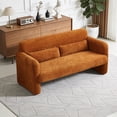 thumbnail image 5 of Youdao 59" Small Loveseat Sofa, Modern Sherpa Mini Sofa Couch, Lambswool 2-Seater Fluffy Love Seat, Teddy Fabric Upholstered Compact sofa with 2 Throw Pillows for Apartment Office Small Space, Orange, 5 of 8