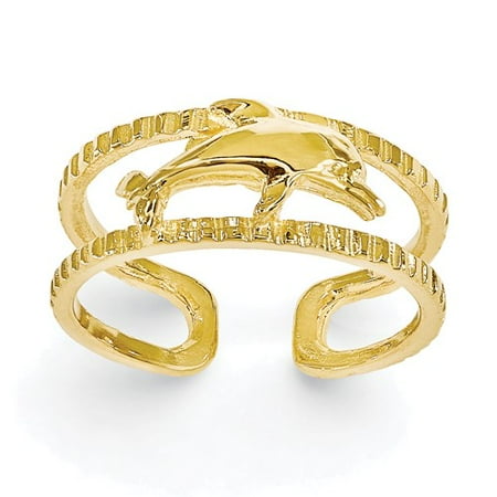 14k Yellow Gold Dolphin Toe Ring