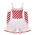 thumbnail image 2 of YONGHS Womens Candy Cane Leotard Tutu Dress with Gloves Christmas Holiday Party Elf Outfits Red 3XL, 2 of 7