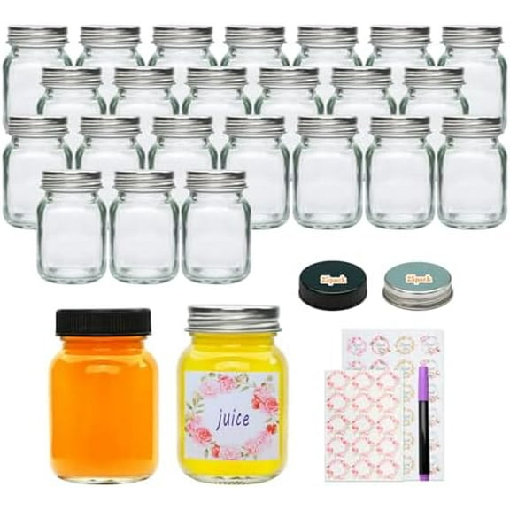 2 oz Mini Mason Jars, Small Glass Jars with Lids for Jam,Jelly,Honey,Spice and snack,Pack of 25,with  and Pen$$Home Decor, Kitchen, & Other