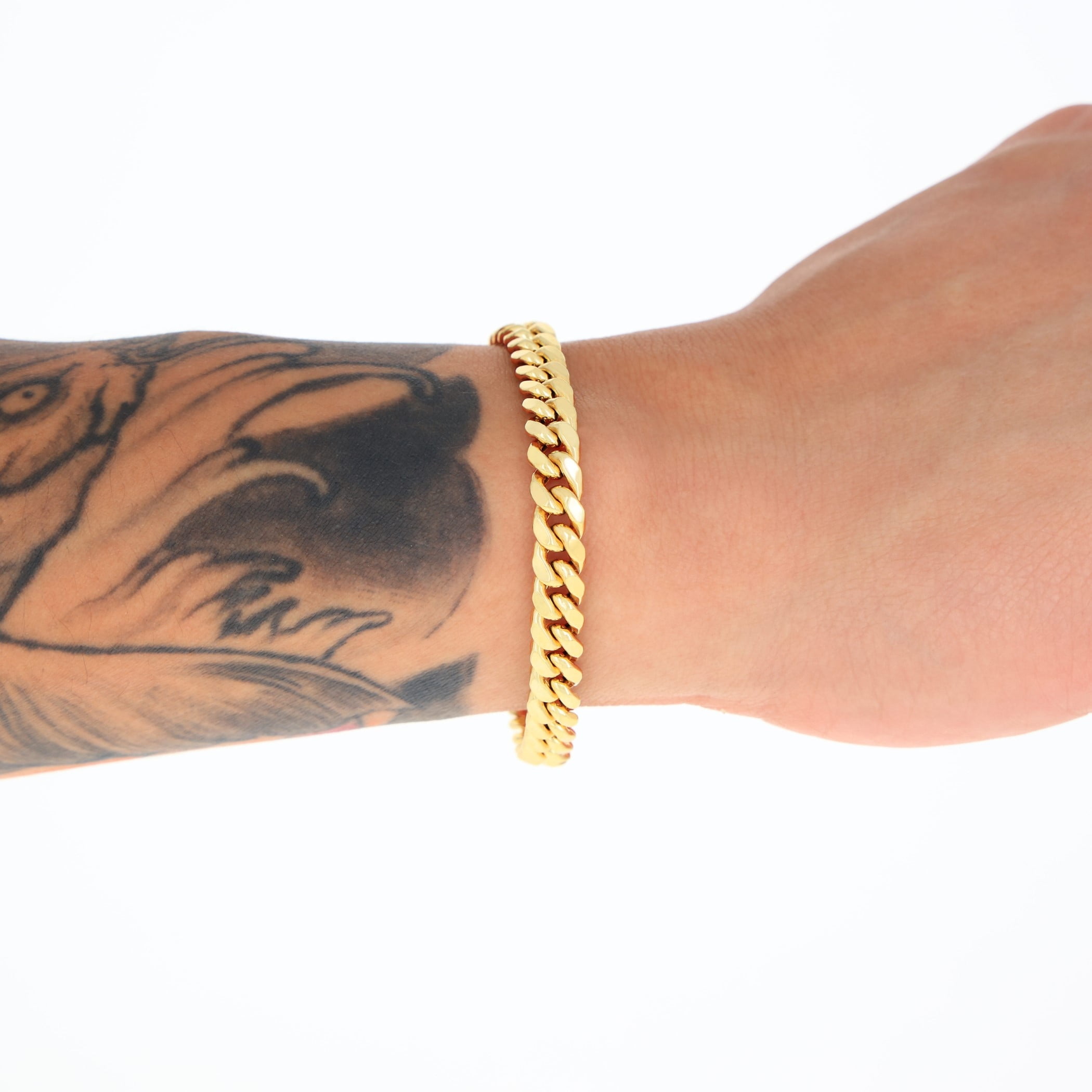 Nuragold 10k Real Yellow Gold Miami Cuban Link 6.5mm Chain Bracelet (7"-9") Italian Jewelry for Men & Women