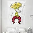 thumbnail image 1 of Cartoon Tapestry, Cute Flower Fairy and Ladybug Hand Drawing Doodle Funny Fantasy Characters Artwork, Wall Hanging for Bedroom Living Room Dorm Decor, 60W X 80L Inches, Multicolor, by Ambesonne, 1 of 2
