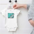 thumbnail image 5 of Cool Retro MTV Fluffy Fur Logo Romper Boys or Girls Infant Baby Brisco Brands NB, 5 of 6