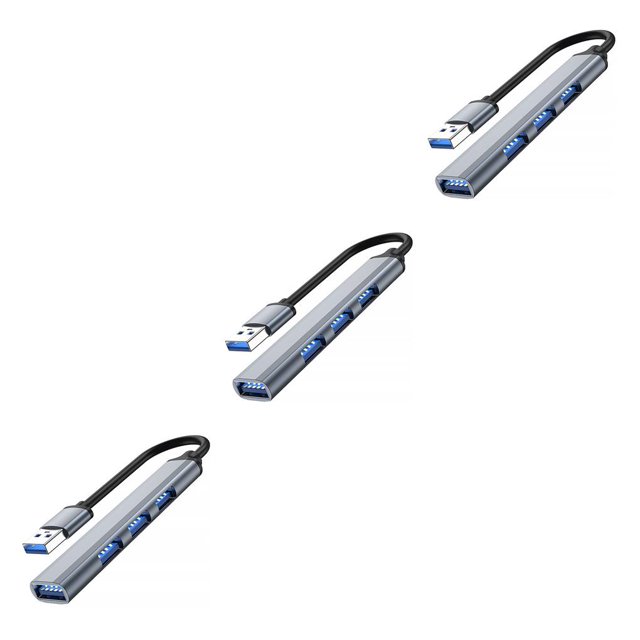 sweethay USB Hub USB3.0 5Gbps LED Divisor externo Muelle de viaje Adaptador de expansión de computadora de aleación de aluminio para el hogar USB gris Type1 NO1