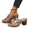 thumbnail image 3 of Platform Sandals Women's Sandals Walking Sandals Women Block Heel Sandals for Women 2026 Summer Open Toe Chunky Platform Wedges Non-Slip Casual Hollow Out Lightweight Shoes Beige 5.5, 3 of 5