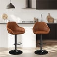 thumbnail image 3 of Yaheetech 2pcs Height Adjustable Upholstered Bar Stools with Backrest, Retro Brown, 3 of 8