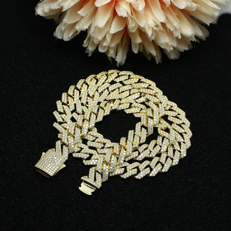 Cross Moissanite Spiked Diamond Chain 10MM 9K/10K/14K/18K Solid