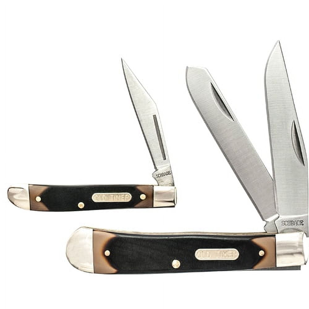 (3 pack) Old Timer Pal and Trapper Traditional Sawcut Handle Folding Knife Combo Pack