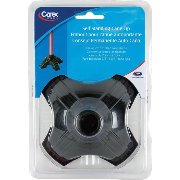Carex Self Standing Cane Tip Base, Non-Slip, Universal Fit, 250 lb Weight Capacity