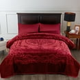 thumbnail image 2 of JML Luxury Embossed Floral Fleece Blanket Burgundy Fleece Weighted, 2 of 4