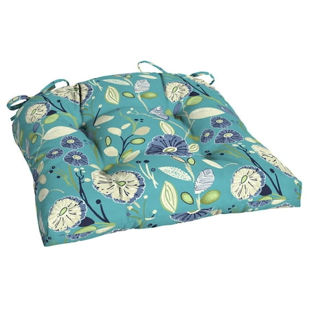 Mainstays Blue Floral Outdoor Patio Wicker Seat Cushion Walmart Com